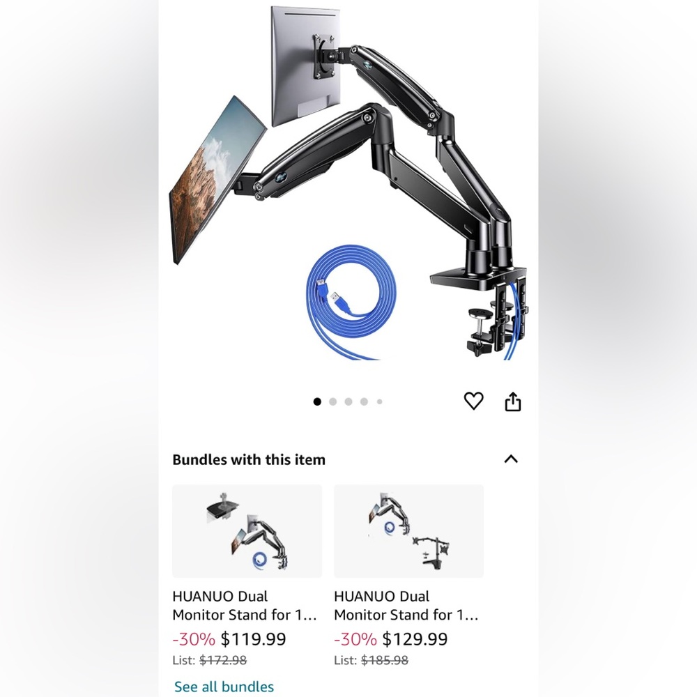 HUANUO DUAL MONITOR DESK ARM ADJUSTABLE - Picture 9 of 11